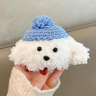 For AirPods Pro 2 Cute Plush Puppy Bluetooth Earphone Protective Case(Blue White)