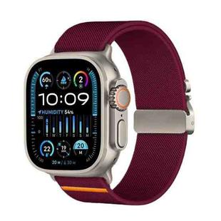 For Apple Watch 46mm / 49mm / 45mm / 44mm Parachute Buckle Elastic Nylon Watch Band(Wine Red)