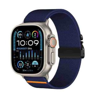 For Apple Watch 46mm / 49mm / 45mm / 44mm Parachute Buckle Elastic Nylon Watch Band(Midnight Blue)