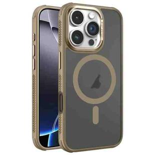 For iPhone 16 Pro Max Hardware Side Cooling Skin Feel Frosted Metal Lens Frame MagSafe Phone Case(Gold)