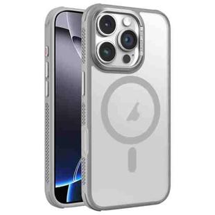 For iPhone 16 Pro Max Hardware Side Cooling Skin Feel Frosted Metal Lens Frame MagSafe Phone Case(Grey)