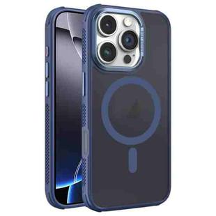 For iPhone 16 Pro Max Hardware Side Cooling Skin Feel Frosted Metal Lens Frame MagSafe Phone Case(Blue)