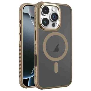 For iPhone 16 Pro Hardware Side Cooling Skin Feel Frosted Metal Lens Frame MagSafe Phone Case(Gold)