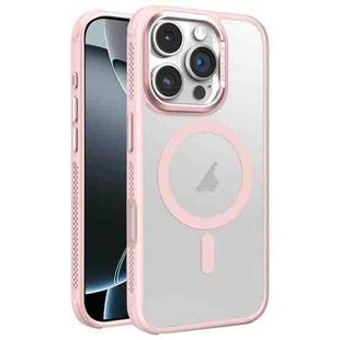 For iPhone 16 Pro Hardware Side Cooling Skin Feel Frosted Metal Lens Frame MagSafe Phone Case(Pink)