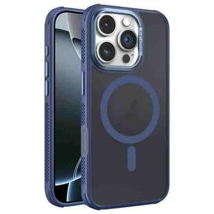 For iPhone 16 Pro Hardware Side Cooling Skin Feel Frosted Metal Lens Frame MagSafe Phone Case(Blue)