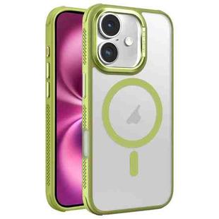 For iPhone 16 Plus Hardware Side Cooling Skin Feel Frosted Metal Lens Frame MagSafe Phone Case(Green)