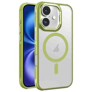 For iPhone 16 Hardware Side Cooling Skin Feel Frosted Metal Lens Frame MagSafe Phone Case(Green)