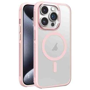 For iPhone 15 Pro Max Hardware Side Cooling Skin Feel Frosted Metal Lens Frame MagSafe Phone Case(Pink)