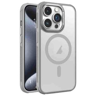 For iPhone 15 Pro Max Hardware Side Cooling Skin Feel Frosted Metal Lens Frame MagSafe Phone Case(Grey)