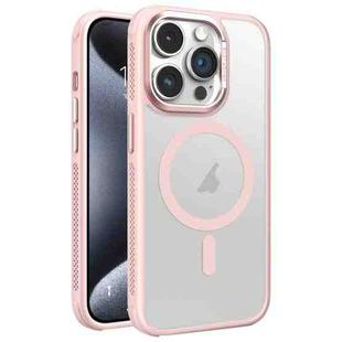 For iPhone 15 Pro Hardware Side Cooling Skin Feel Frosted Metal Lens Frame MagSafe Phone Case(Pink)