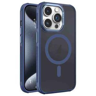 For iPhone 15 Pro Hardware Side Cooling Skin Feel Frosted Metal Lens Frame MagSafe Phone Case(Blue)