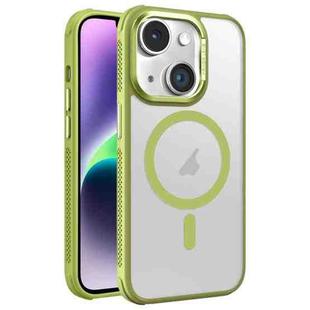 For iPhone 14 Plus Hardware Side Cooling Skin Feel Frosted Metal Lens Frame MagSafe Phone Case(Green)