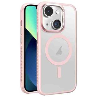 For iPhone 13 Hardware Side Cooling Skin Feel Frosted Metal Lens Frame MagSafe Phone Case(Pink)