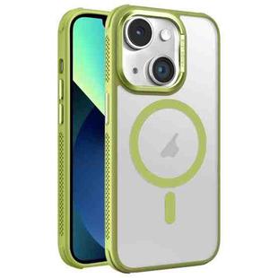 For iPhone 13 Hardware Side Cooling Skin Feel Frosted Metal Lens Frame MagSafe Phone Case(Green)