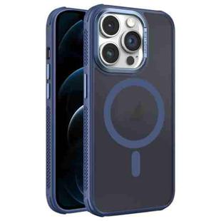 For iPhone 12 Pro Max Hardware Side Cooling Skin Feel Frosted Metal Lens Frame MagSafe Phone Case(Blue)