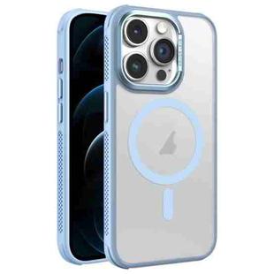 For iPhone 12 Pro Max Hardware Side Cooling Skin Feel Frosted Metal Lens Frame MagSafe Phone Case(Sky Blue)