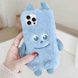 For iPhone 14 Pro Cute Monster Plush TPU Phone Case(Blue Hair Monster)