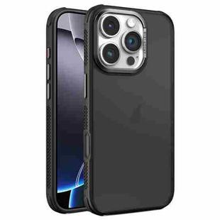 For iPhone 16 Pro Max Hardware Side Cooling Skin Feel Frosted Metal Lens Frame Phone Case(Black)