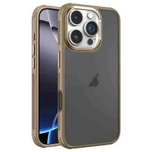 For iPhone 16 Pro Max Hardware Side Cooling Skin Feel Frosted Metal Lens Frame Phone Case(Gold)