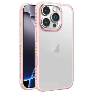 For iPhone 16 Pro Max Hardware Side Cooling Skin Feel Frosted Metal Lens Frame Phone Case(Pink)