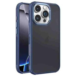 For iPhone 16 Pro Max Hardware Side Cooling Skin Feel Frosted Metal Lens Frame Phone Case(Blue)