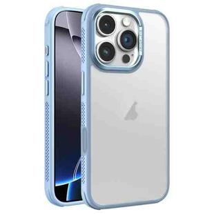 For iPhone 16 Pro Max Hardware Side Cooling Skin Feel Frosted Metal Lens Frame Phone Case(Sky Blue)