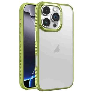 For iPhone 16 Pro Max Hardware Side Cooling Skin Feel Frosted Metal Lens Frame Phone Case(Green)