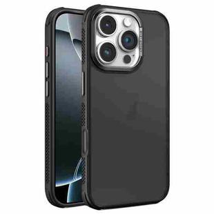 For iPhone 16 Pro Hardware Side Cooling Skin Feel Frosted Metal Lens Frame Phone Case(Black)