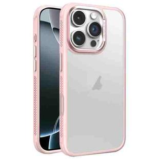 For iPhone 16 Pro Hardware Side Cooling Skin Feel Frosted Metal Lens Frame Phone Case(Pink)