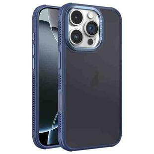 For iPhone 16 Pro Hardware Side Cooling Skin Feel Frosted Metal Lens Frame Phone Case(Blue)