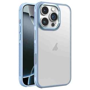 For iPhone 16 Pro Hardware Side Cooling Skin Feel Frosted Metal Lens Frame Phone Case(Sky Blue)