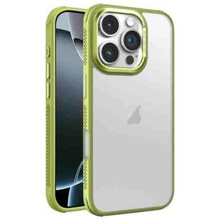 For iPhone 16 Pro Hardware Side Cooling Skin Feel Frosted Metal Lens Frame Phone Case(Green)