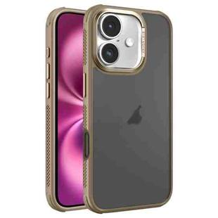 For iPhone 16 Plus Hardware Side Cooling Skin Feel Frosted Metal Lens Frame Phone Case(Gold)