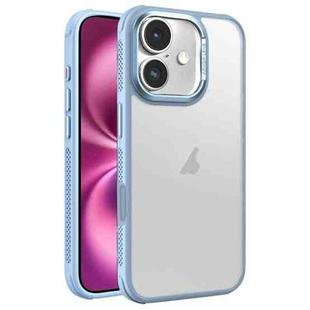 For iPhone 16 Plus Hardware Side Cooling Skin Feel Frosted Metal Lens Frame Phone Case(Sky Blue)