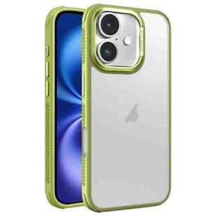 For iPhone 16 Hardware Side Cooling Skin Feel Frosted Metal Lens Frame Phone Case(Green)