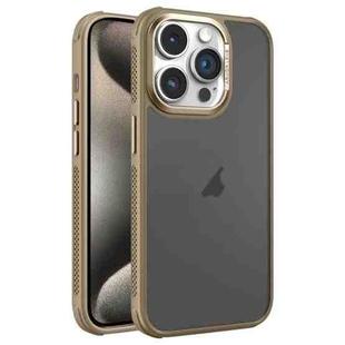 For iPhone 15 Pro Max Hardware Side Cooling Skin Feel Frosted Metal Lens Frame Phone Case(Gold)