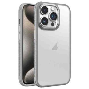 For iPhone 15 Pro Max Hardware Side Cooling Skin Feel Frosted Metal Lens Frame Phone Case(Grey)