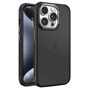 For iPhone 15 Pro Hardware Side Cooling Skin Feel Frosted Metal Lens Frame Phone Case(Black)