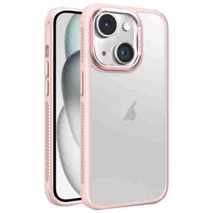 For iPhone 15 Plus Hardware Side Cooling Skin Feel Frosted Metal Lens Frame Phone Case(Pink)