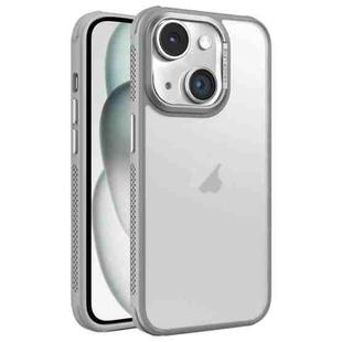 For iPhone 15 Plus Hardware Side Cooling Skin Feel Frosted Metal Lens Frame Phone Case(Grey)