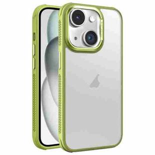 For iPhone 15 Plus Hardware Side Cooling Skin Feel Frosted Metal Lens Frame Phone Case(Green)