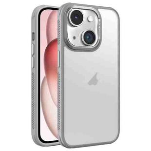 For iPhone 15 Hardware Side Cooling Skin Feel Frosted Metal Lens Frame Phone Case(Grey)