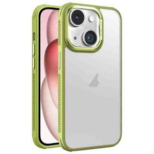 For iPhone 15 Hardware Side Cooling Skin Feel Frosted Metal Lens Frame Phone Case(Green)