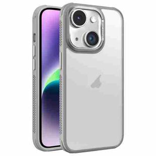 For iPhone 14 Plus Hardware Side Cooling Skin Feel Frosted Metal Lens Frame Phone Case(Grey)