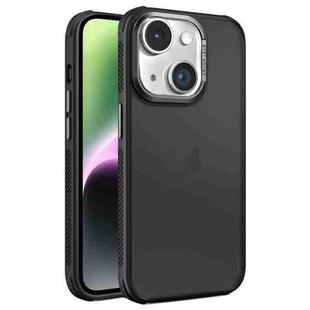 For iPhone 14 Hardware Side Cooling Skin Feel Frosted Metal Lens Frame Phone Case(Black)