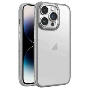 For iPhone 14 Pro Hardware Side Cooling Skin Feel Frosted Metal Lens Frame Phone Case(Grey)