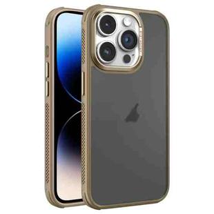 For iPhone 14 Pro Max Hardware Side Cooling Skin Feel Frosted Metal Lens Frame Phone Case(Gold)