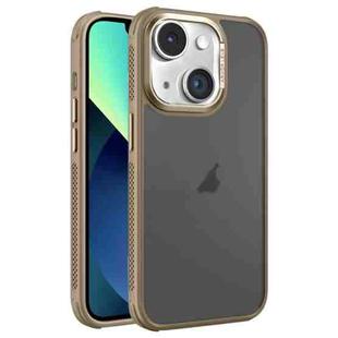 For iPhone 13 Hardware Side Cooling Skin Feel Frosted Metal Lens Frame Phone Case(Gold)