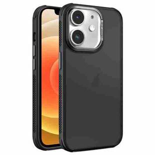 For iPhone 12 Hardware Side Cooling Skin Feel Frosted Metal Lens Frame Phone Case(Black)