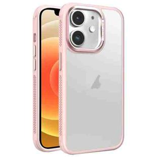 For iPhone 12 Hardware Side Cooling Skin Feel Frosted Metal Lens Frame Phone Case(Pink)